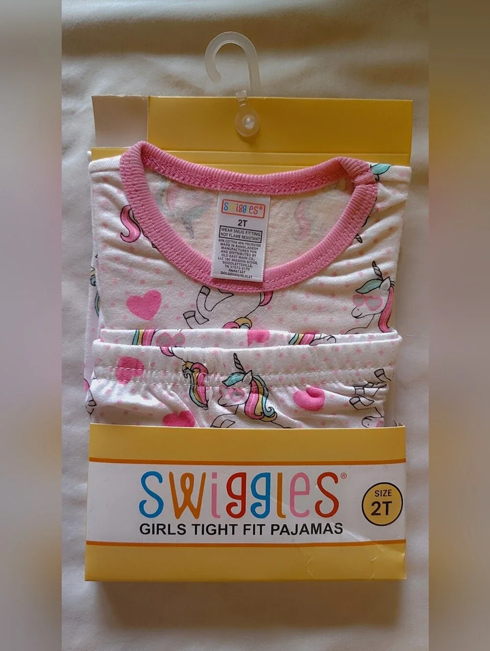 🦄​NWT SWIGGLES Toddler Girl Unicorn & Heart Pajama Set 2T Cozy & Lightweight🦄